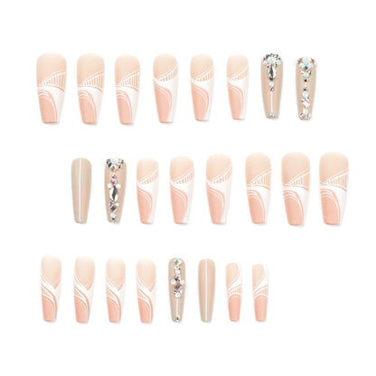 Nail Tips Rhinestone Long Ballet Wear Nail Finished Product Wholesale Long Nail Wear Nail Wholesale Nail Piece nails