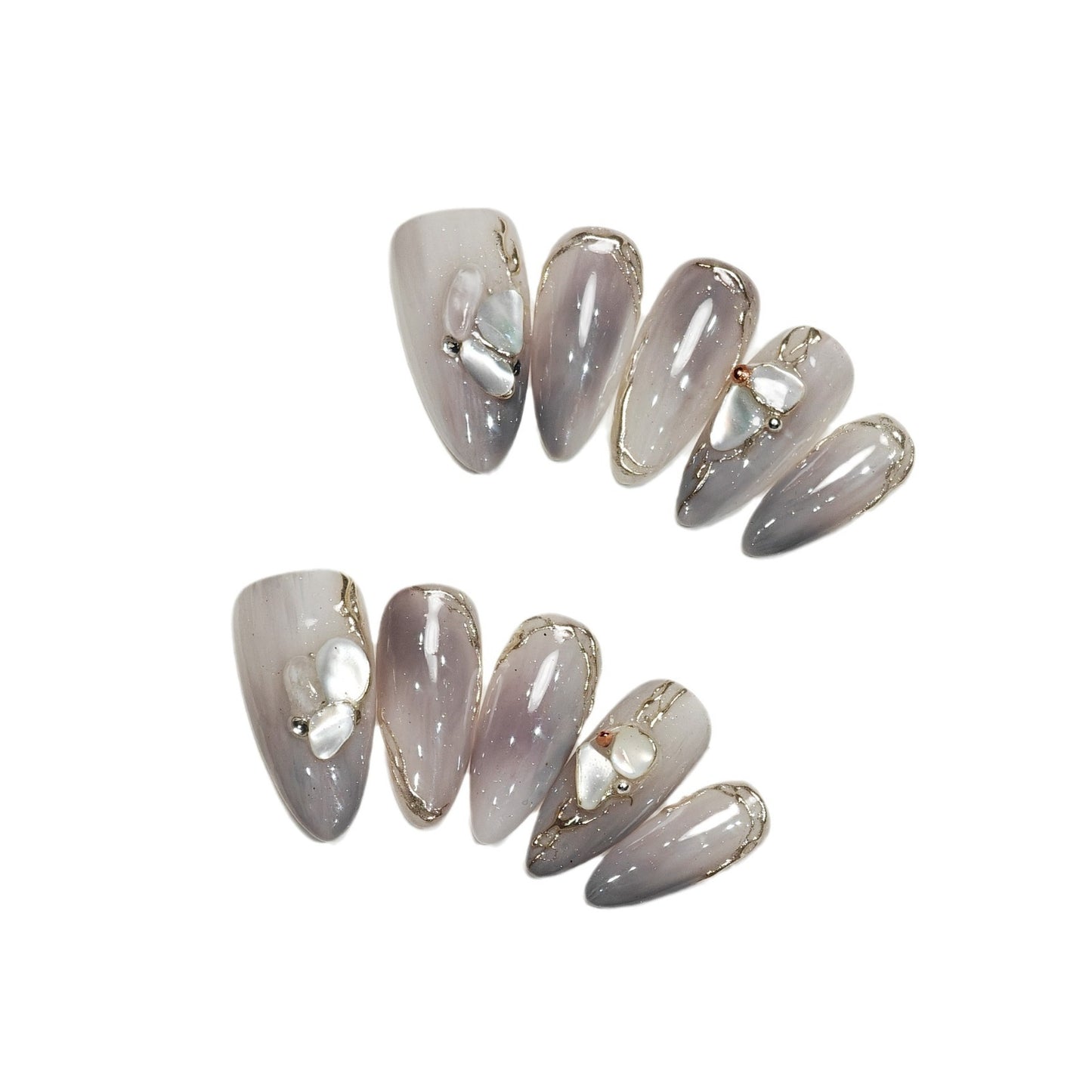 Handmade Wear Armor High-Grade Short Nail Stickers Pearl Shell Handmade Almond Fake Nail Tip Wholesale