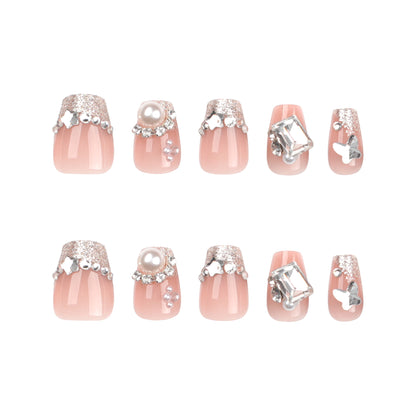 Rhinestone Pearl Flash Nail