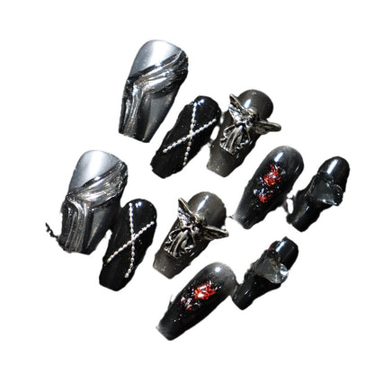 Wear Armor Dark Angel Silver Dark Night Rose European and American Hot Girl Heavy Metal Advanced Wear Nail Stickers Rock Wind