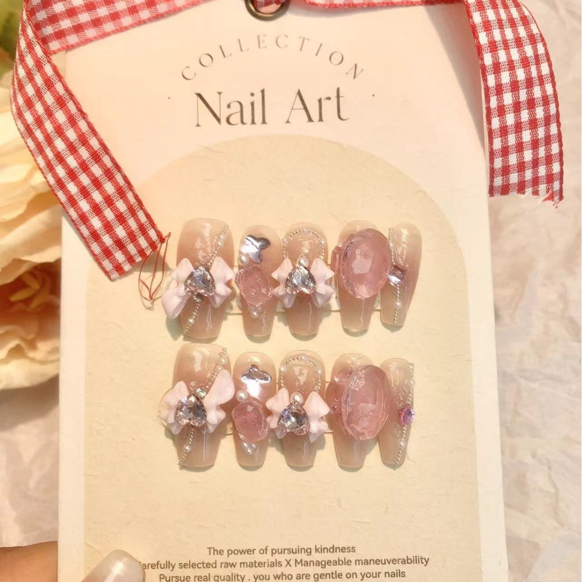 Only Care about Nail Factory Wearing Nail Fantasy Pink Bubble Ballet Sweetheart Bow Waterproof Removable Armor