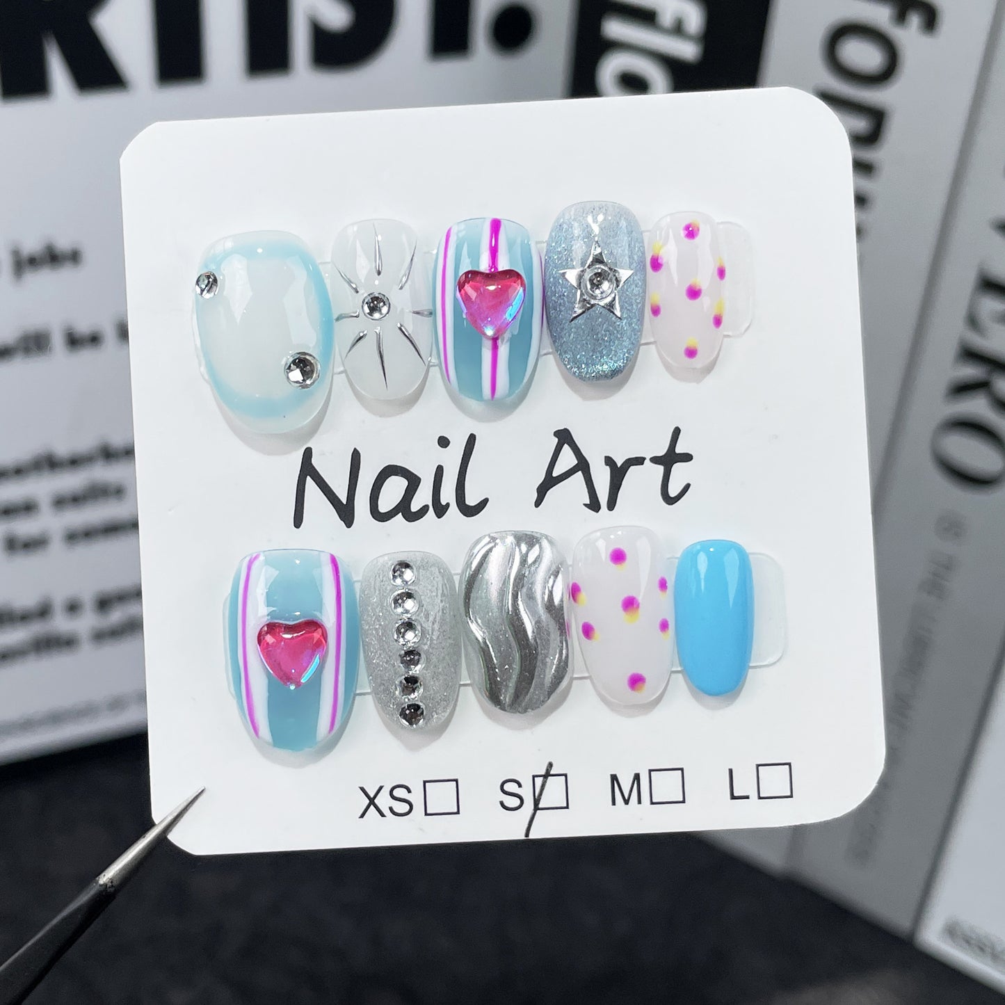 ins Wind Hand-Painted Nail Stickers Sweet Cool Hot Girl Short Handmade Wear Nail Ultra-Thin Seamless Fake Nails Wholesale