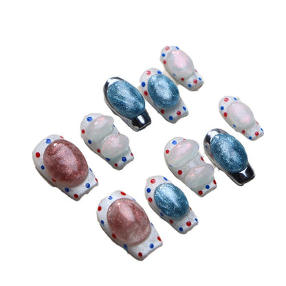 Manufacturer Nail Stickers Wear Armor Advanced Boutique Summer Crystal Three-Dimensional Polka Dot Magic Mirror Effect Powder ins Finished Manicure