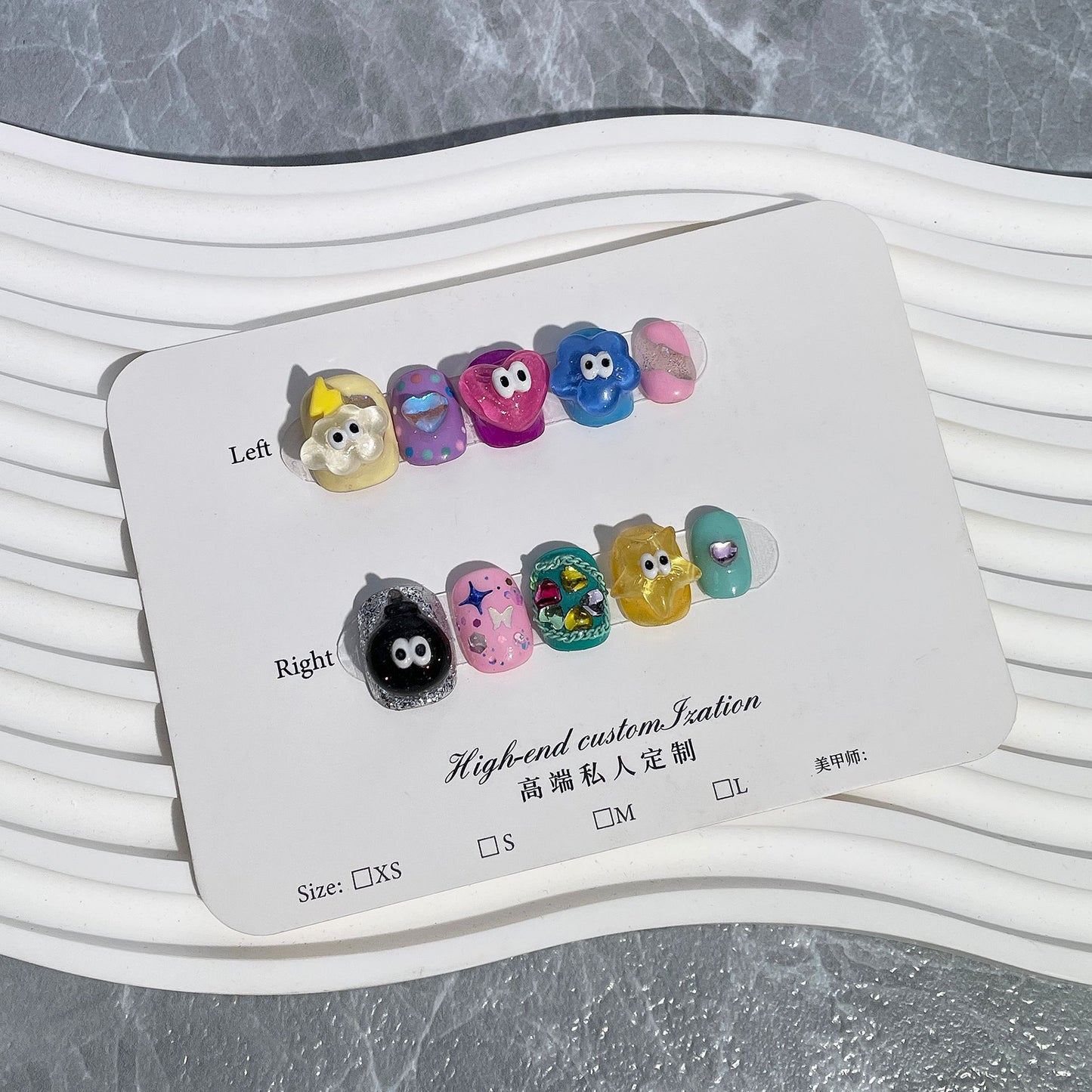 Candy-Colored Cartoon Cute Handmade Wear Nail Children's Funny Little Eyes Sweet Cool Nail Stickers Wearable Nail Sticker