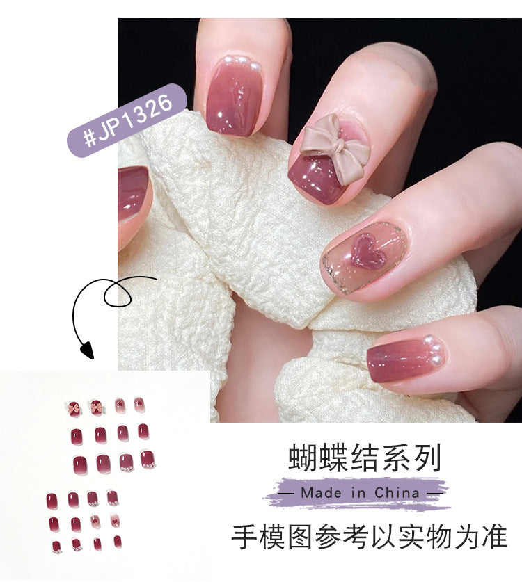 Wear Nail Beauty Nail Piece Sweet Fairy Nail Shaped Piece Cute Girl Pure Desire Blush Nail Ice Transparent New Fake Nails