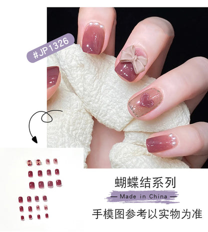 Wear Nail Beauty Nail Piece Sweet Fairy Nail Shaped Piece Cute Girl Pure Desire Blush Nail Ice Transparent New Fake Nails