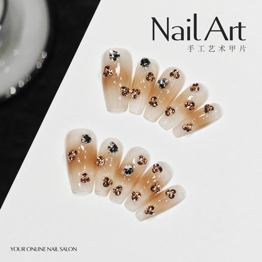 Handmade Wear Armor Love White High-Grade Atmosphere Finished Product Nail Stickers Mid-Length Fake Nail Tip Wholesale