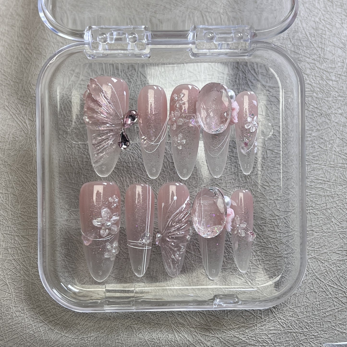 Ice Transparent Three-Dimensional Butterfly Light Luxury Temperament Show White Model Handmade Wear Nail Ice Butterfly