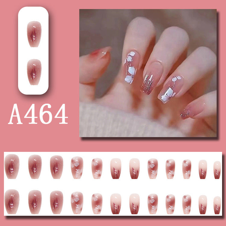 Wear Nail Beauty Nail Piece Sweet Fairy Nail Shaped Piece Cute Girl Pure Desire Blush Nail Ice Transparent New Fake Nails