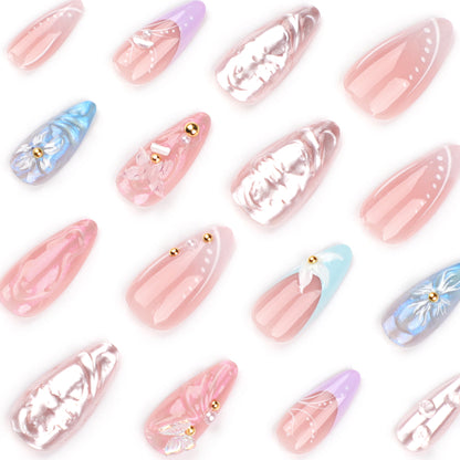 Three-Dimensional Water Ripple Wear Nail Manicure Wholesale French Spot Drill Butterfly Flower Fake Nails press on nail