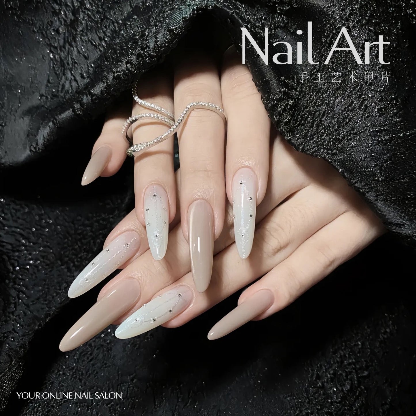 Wear Nail Tip High-Grade Summer Cat's Eye Almond Long Pure Manicure Handmade Fake Nails Wholesale