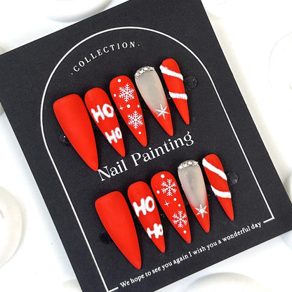 Elegant White Christmas Style Minimalist Europe and America Cross Border Wear Nail Tip High-Grade Summer Handmade Nail Stickers