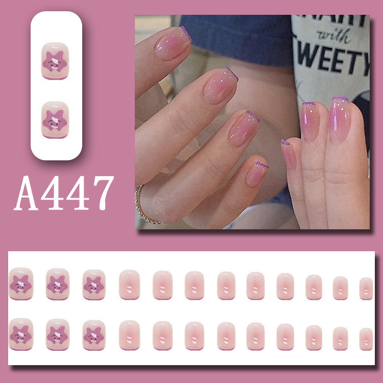 Wear Nail Beauty Nail Piece Sweet Fairy Nail Shaped Piece Cute Girl Pure Desire Blush Nail Ice Transparent New Fake Nails