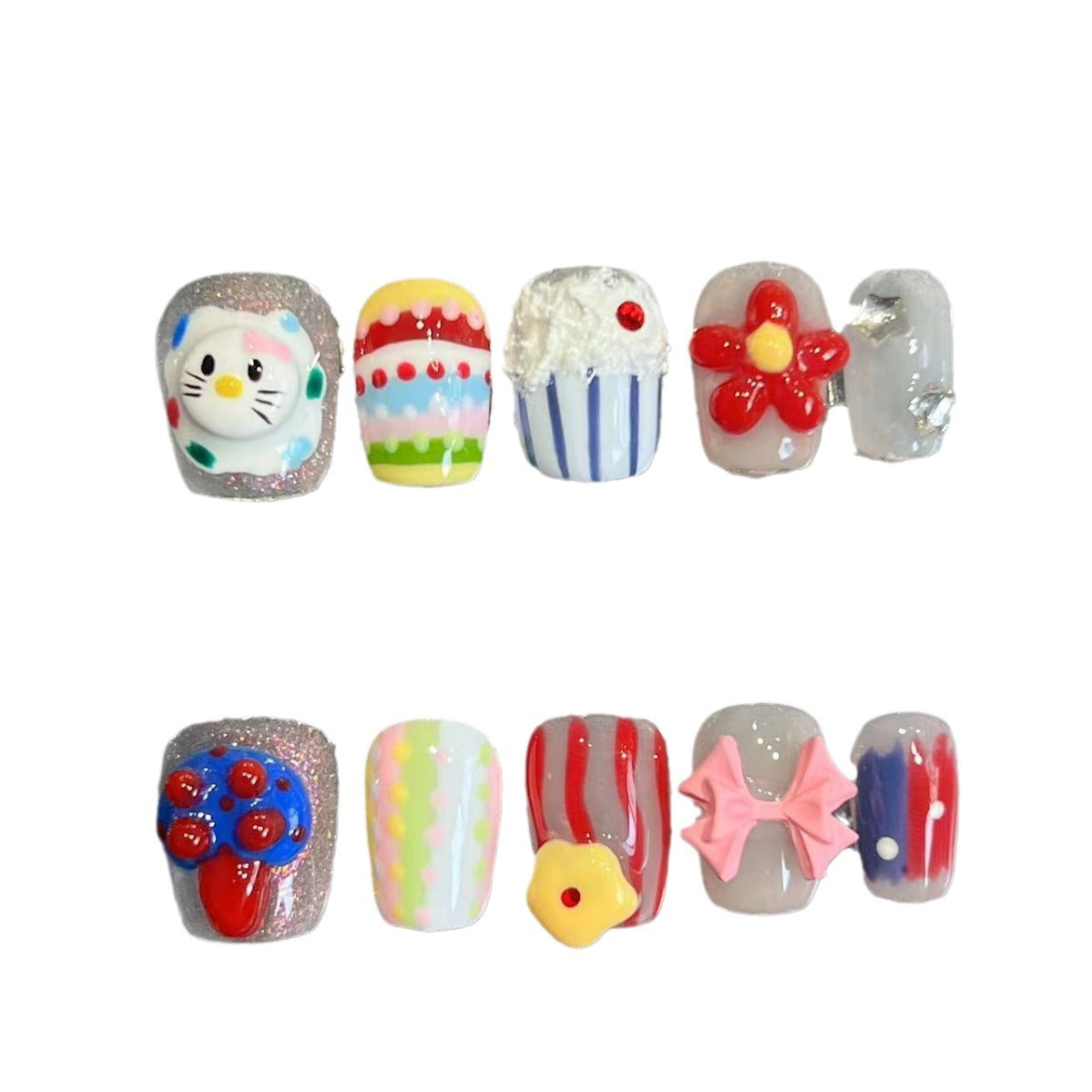 Plastic Style Hand-Painted Handmade Wear Nail Tip Nail Stickers High Sense Summer New Overseas Cross-Border