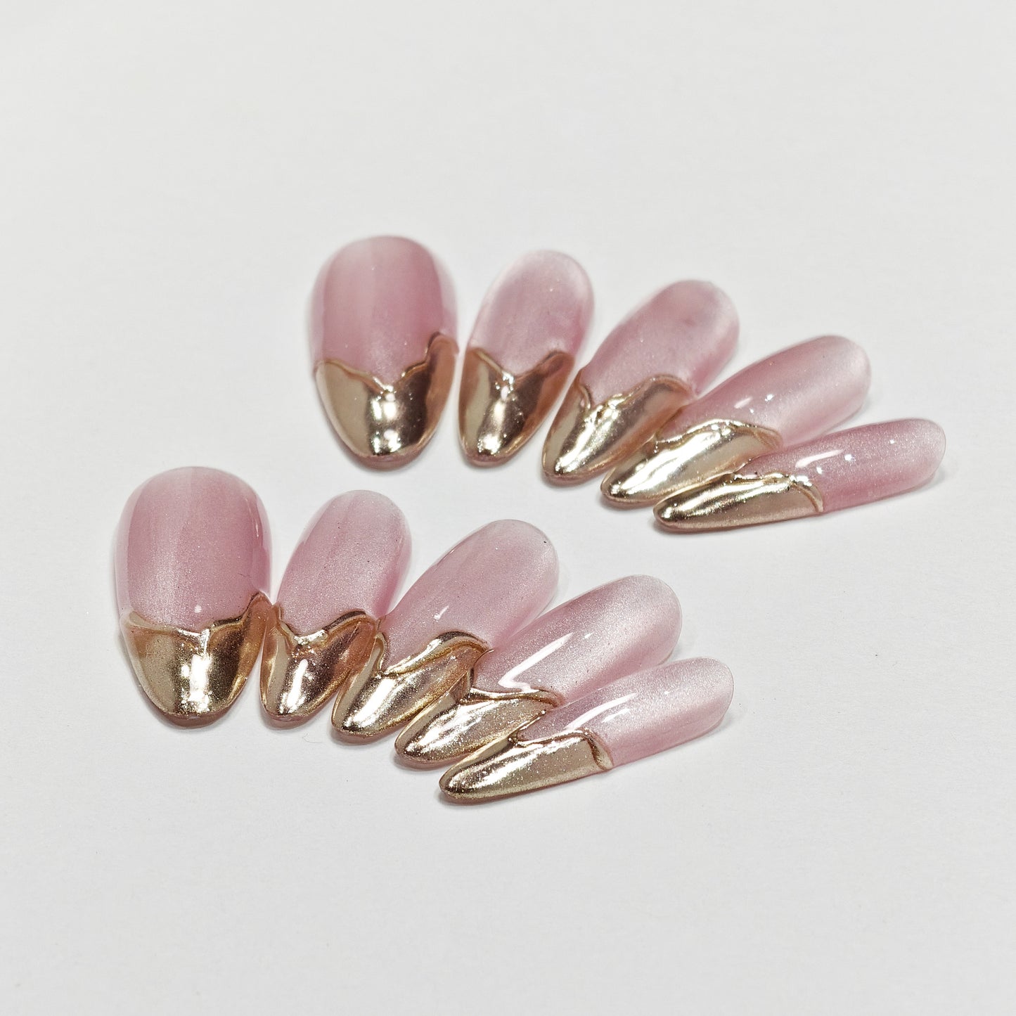 Handmade Wear Armor High-Grade Cat Eye Magic Mirror French Style Old Money Style Nail Stickers Handmade Fake Nail Tip Wholesale