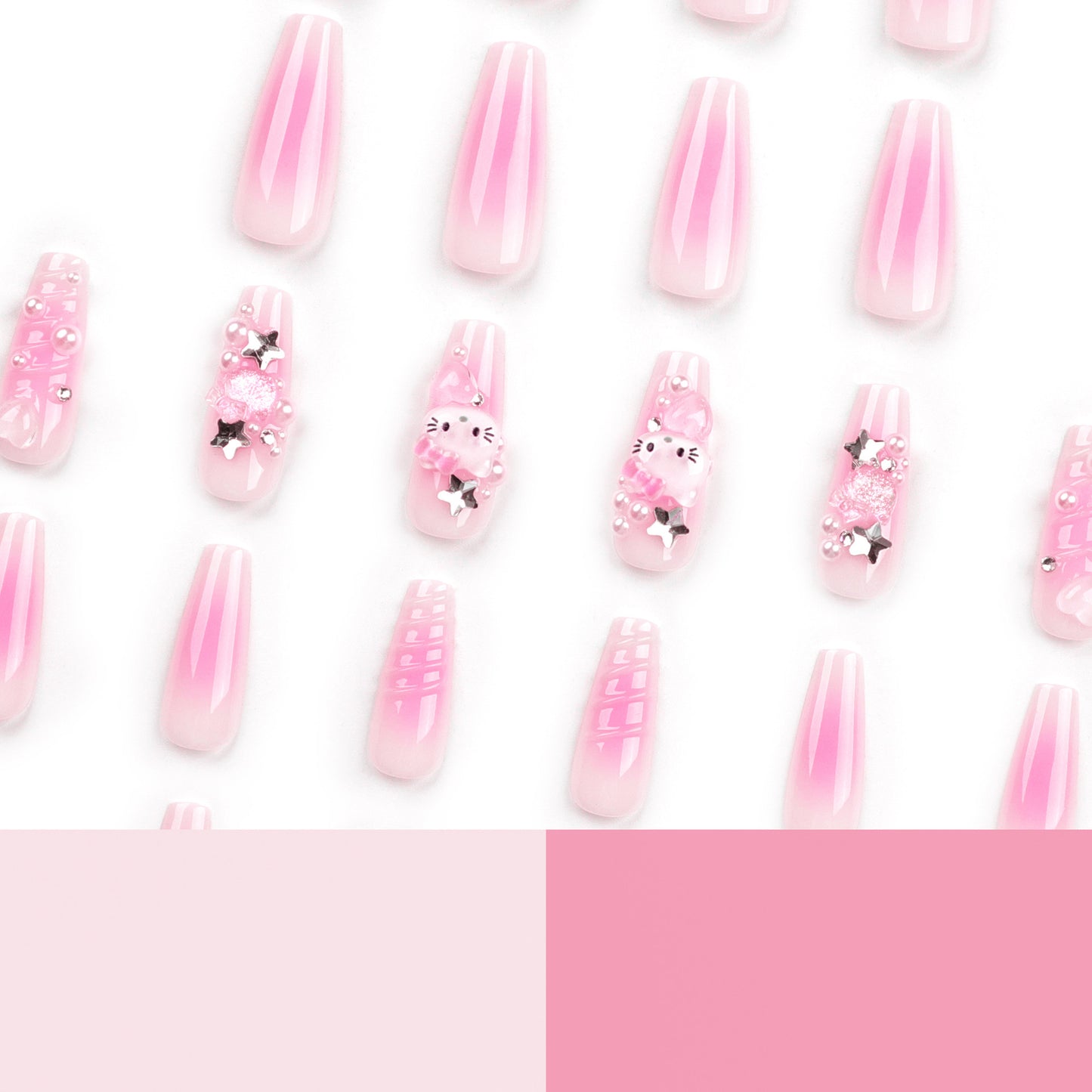 Cute Hello Kitty Nail Polish Three-Dimensional Water Ripple Nail Beauty Nail Stickers Bow Wearable Nail Tip