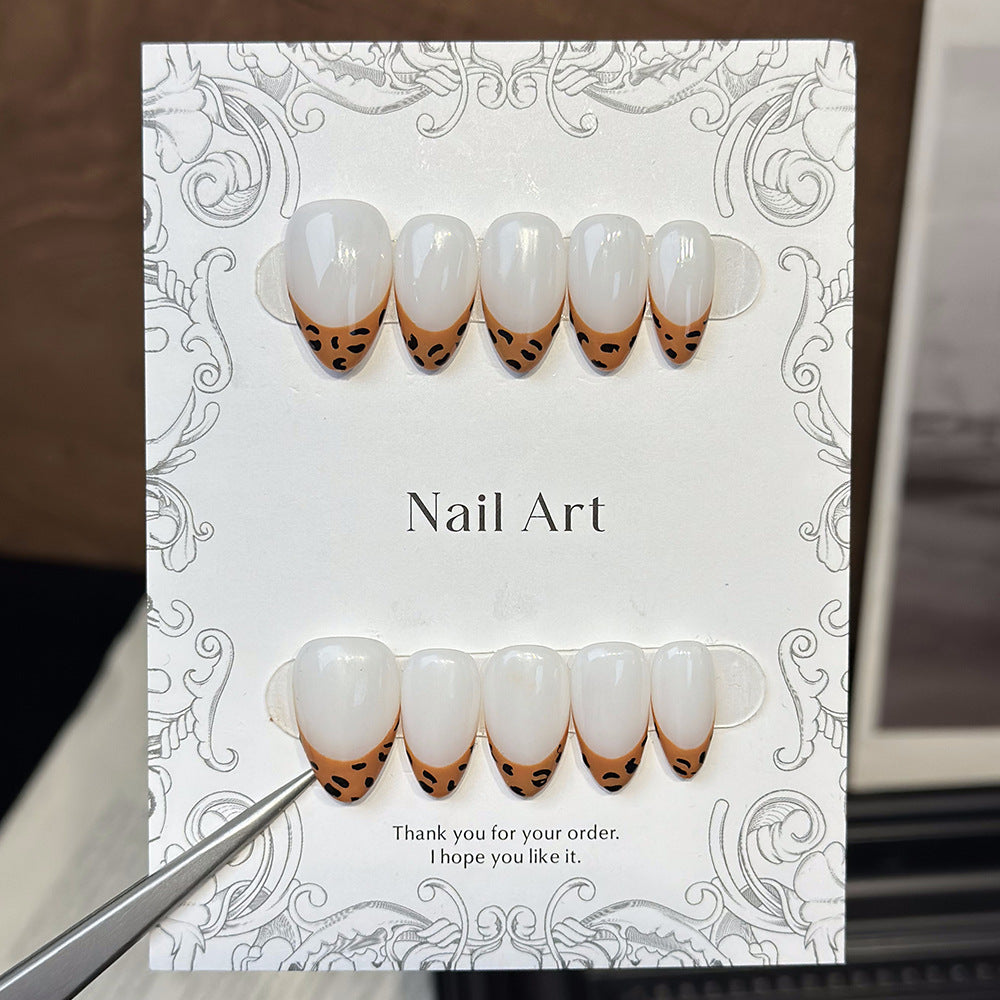 French Almond Short Nail Removable Fake Nail Patch