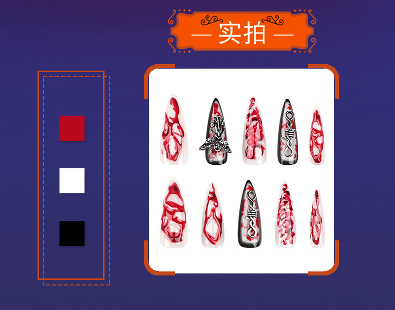 Halloween Super Long Tip Nail Best Seller in Europe and America Angel Wear Nail3D Blooming Fake Nails press on nails