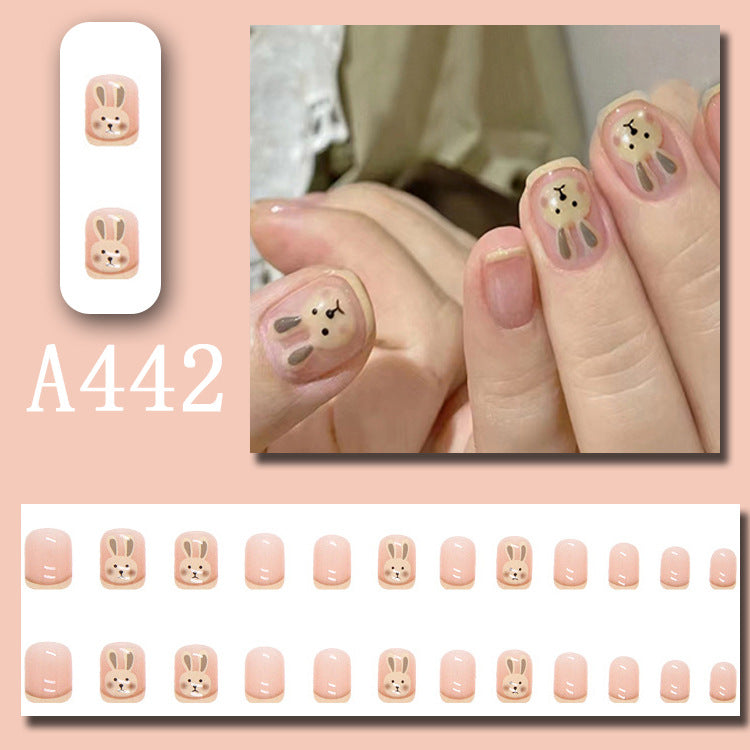 Wear Nail Beauty Nail Piece Sweet Fairy Nail Shaped Piece Cute Girl Pure Desire Blush Nail Ice Transparent New Fake Nails