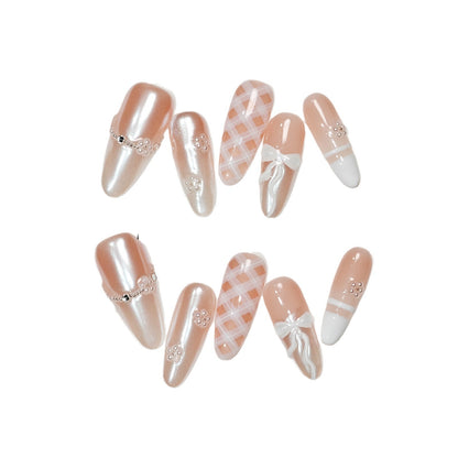 Handmade Wear Nail High-Grade Summer Aurora Hand-Made Manicure Fake Nails Gold Foil Donghai Nail Tip Wholesale