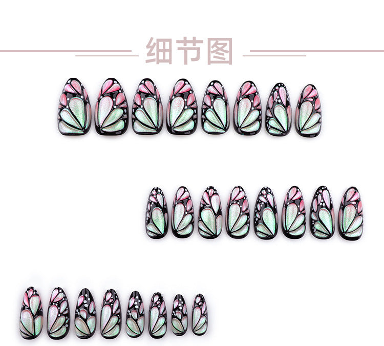 3D Butterfly Wear Nail Color Changing Pearl Powder Gradient Nail Art Fake Nails fake nails Repeat Nail Tip Wholesale