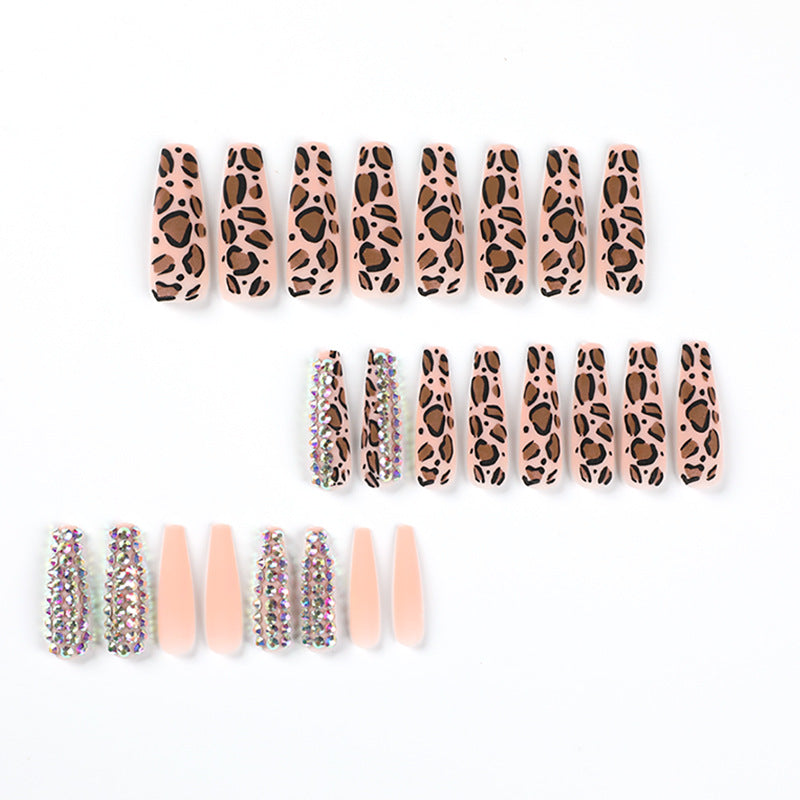 Wear Armor Nail Tip Wholesale Frosted Leopard Print Full Diamond Nail Stickers Nail Tip Wholesale Fake Nails press on nails