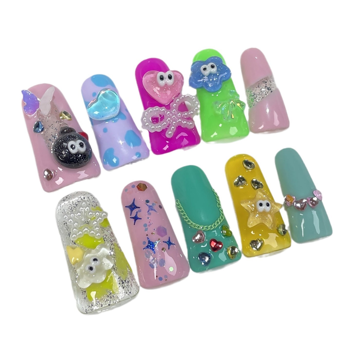 European and American Duckbill Nail Cute Cartoon Dopamine Plastic Style Hand-Worn Nail Wearable Nail Sticker