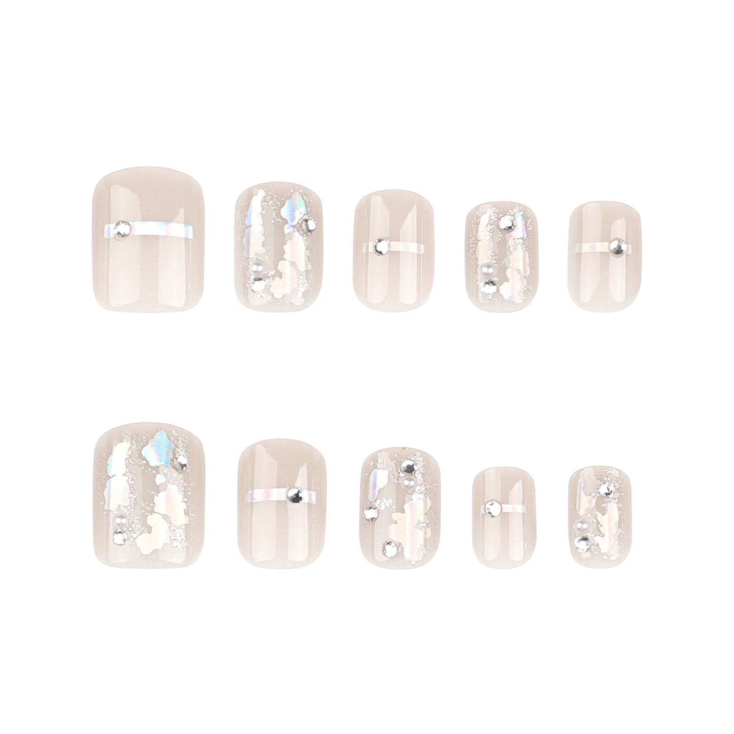 30Boxed High-Grade Wear Nail Fake Nails Shimmering Powder Sequins Nail Tip Short Wear Nail Spot Drill Nail Shaped Piece