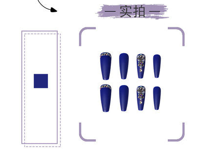 Royal Blue Wear Nail White Nail Full Diamond Series Nail Tip Cross-Border Direct Supply Wear Nail Wholesale Nail Tip Wholesale