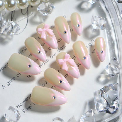 Sweet Bow Girl French Hand-Worn Japanese Style Girl Nail Art Ballet Style Japanese Style Nail Beauty Detachable