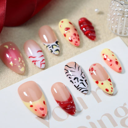 Hot Selling Wear Nail Manicure Leopard Print Sweet Cool Style Cute ins French Wear Removable Manicure Manufacturer One Generation