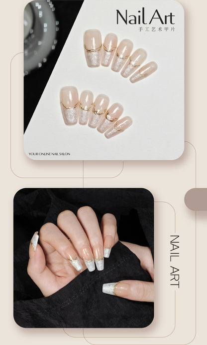 Handmade Wear Armor Advanced Texture Short French White Nail Stickers Handmade Fake Nail Tip High Goods Wholesale