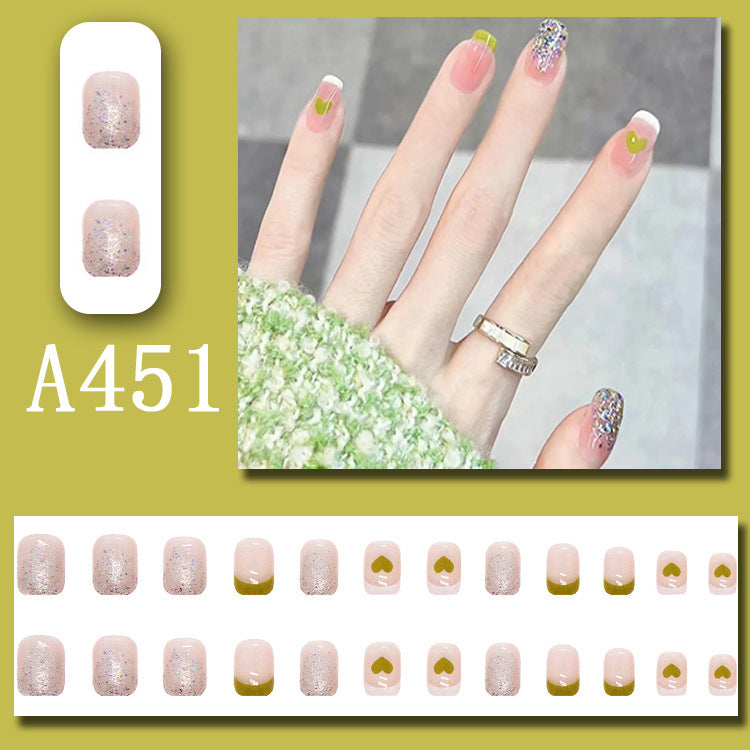 Wear Nail Beauty Nail Piece Sweet Fairy Nail Shaped Piece Cute Girl Pure Desire Blush Nail Ice Transparent New Fake Nails