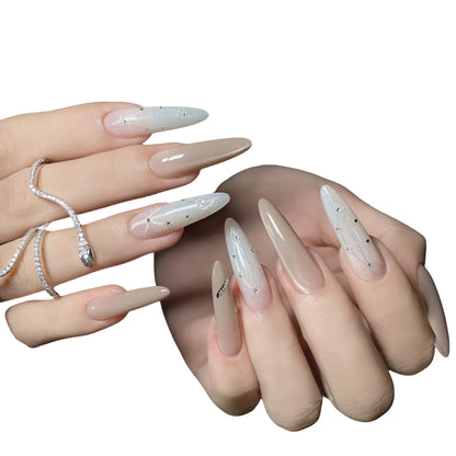 Wear Nail Tip High-Grade Summer Cat's Eye Almond Long Pure Manicure Handmade Fake Nails Wholesale