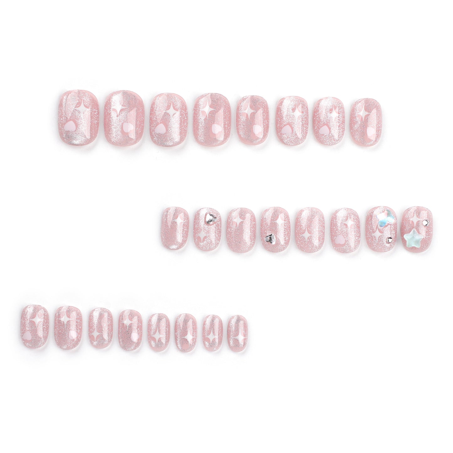 Sweet Pink Nail Sticker Short Love Asterism Five-Pointed Star ins Wind Wear Nail Piece Wearable Nail Shaped Piece