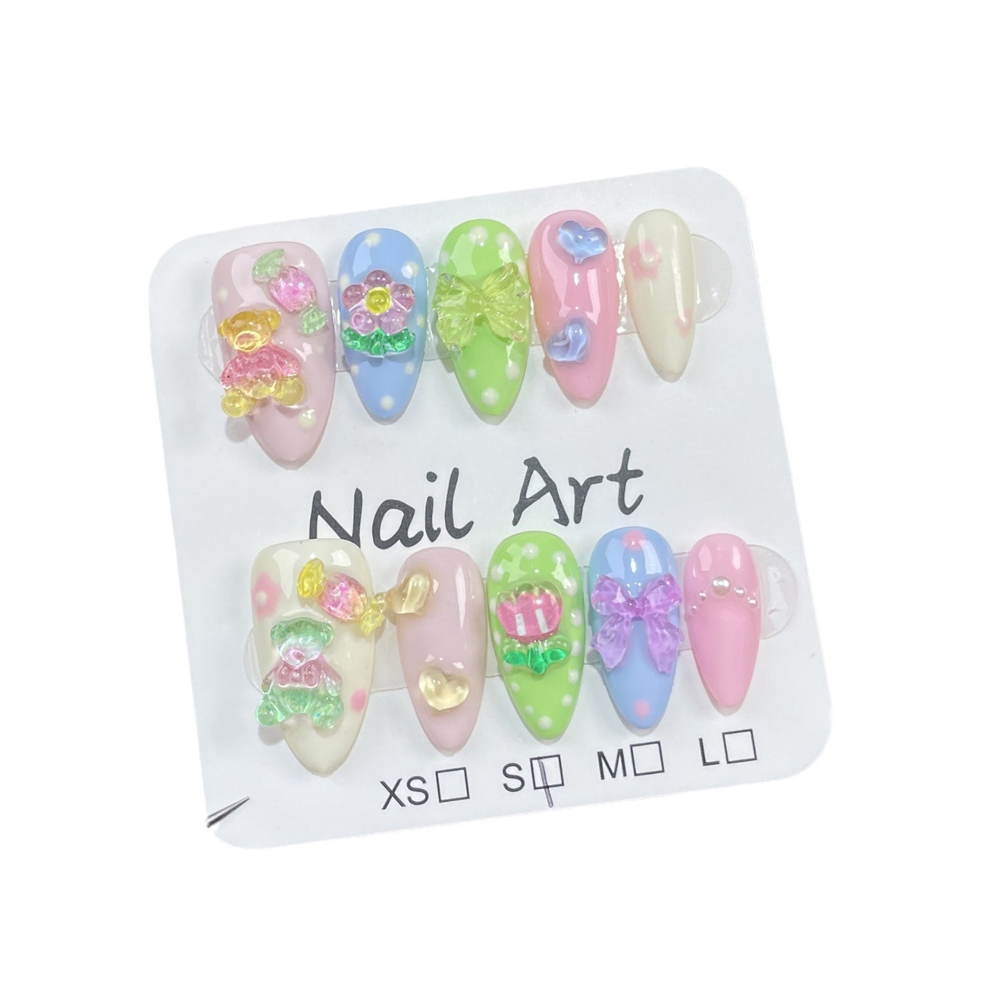 Sweet Cute Cartoon Hand-Worn Armour Small-Fresh Short Type Nail Stickers Almond Armour Wearable Nail Sticker