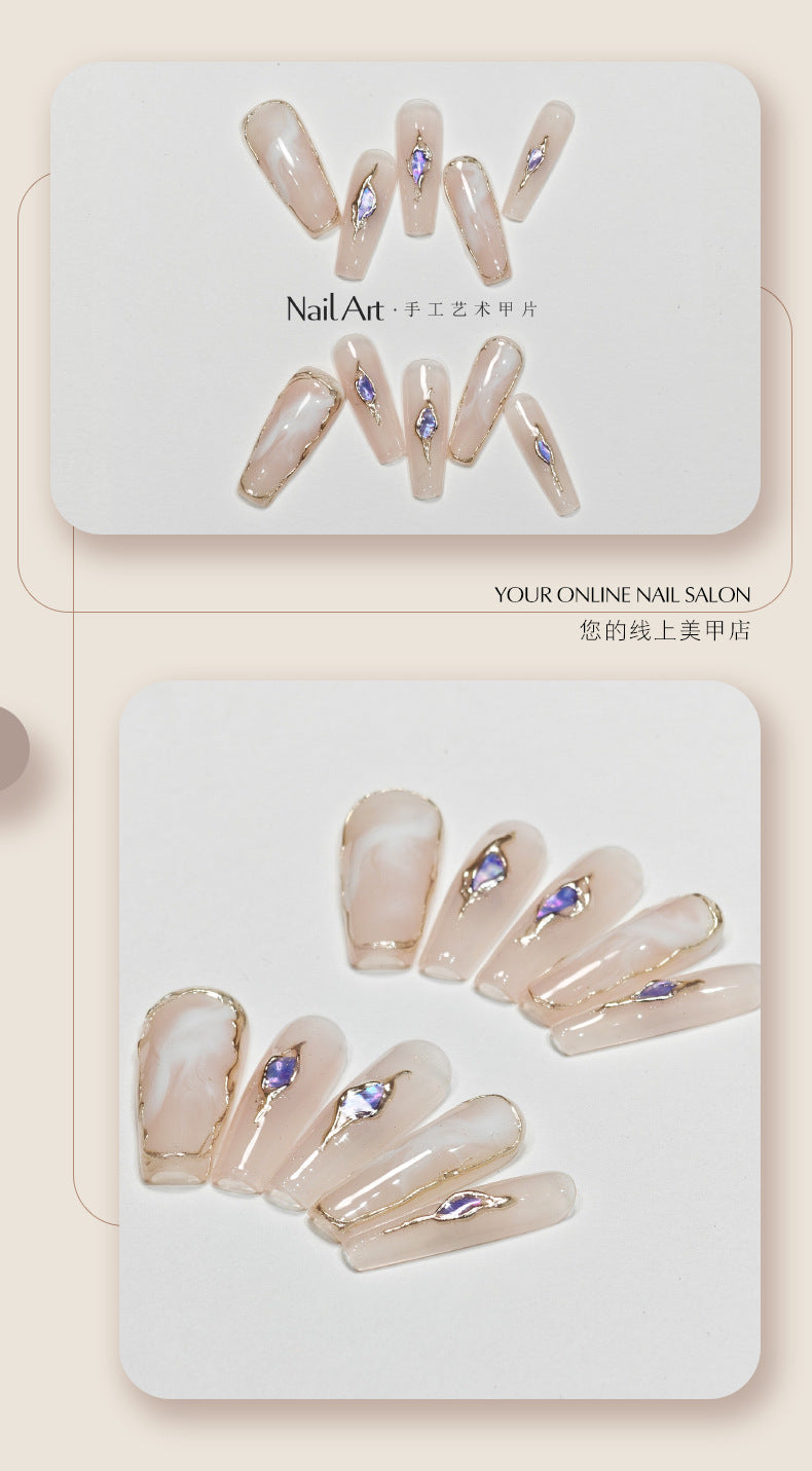 Handmade Wear Armor High-Grade White Autumn Short Handmade Nail Stickers Boutique Fake Nail Tip Stall Wholesale