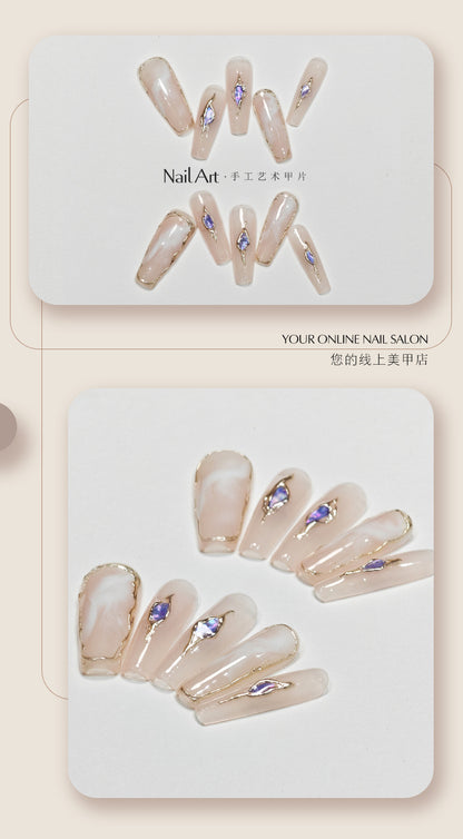 Handmade Wear Armor High-Grade White Autumn Short Handmade Nail Stickers Boutique Fake Nail Tip Stall Wholesale