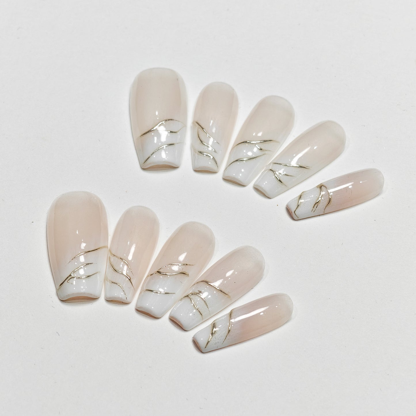 Handmade Wear Nail Autumn High-Grade French Short Milky White Blooming White Hand Wear Nail Tip Manicure