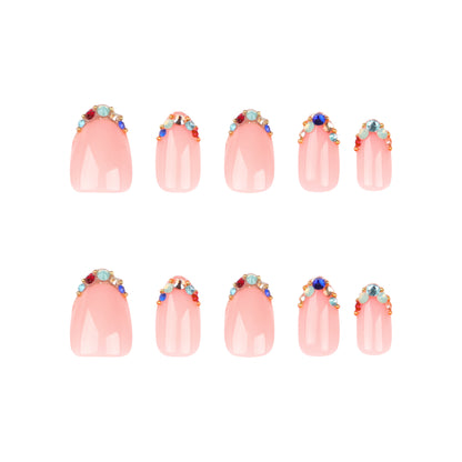 Yiwu Nail Patch Wear Armor French Shining Diamond Gem Flash Nail Shimmering Powder Nail Tip Can Be Repeated Fake Nails