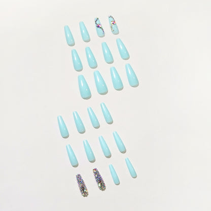 Wearing Nail Full Diamond Series Manicure Tiffany Blue Nail Patch nails Exclusive for Cross-Border Wear Armor Wholesale