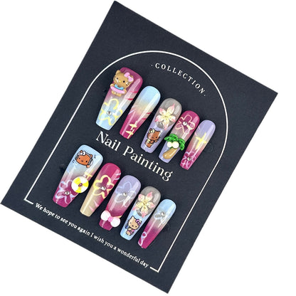 【Popular】Coconut Hand Pinch Petals Wear Nail Tip High Sense Autumn Nail Stickers Cross-Border Wholesale