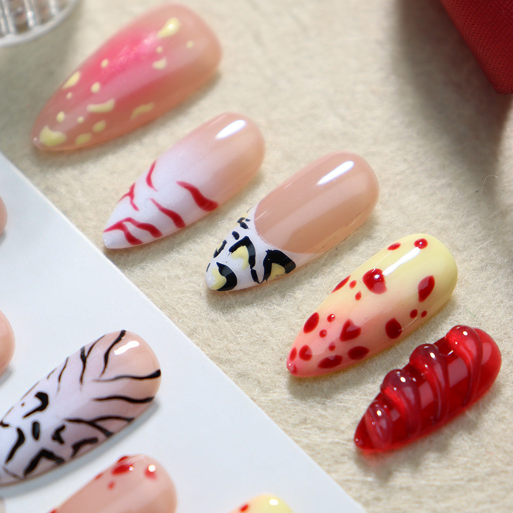 Hot Selling Wear Nail Manicure Leopard Print Sweet Cool Style Cute ins French Wear Removable Manicure Manufacturer One Generation