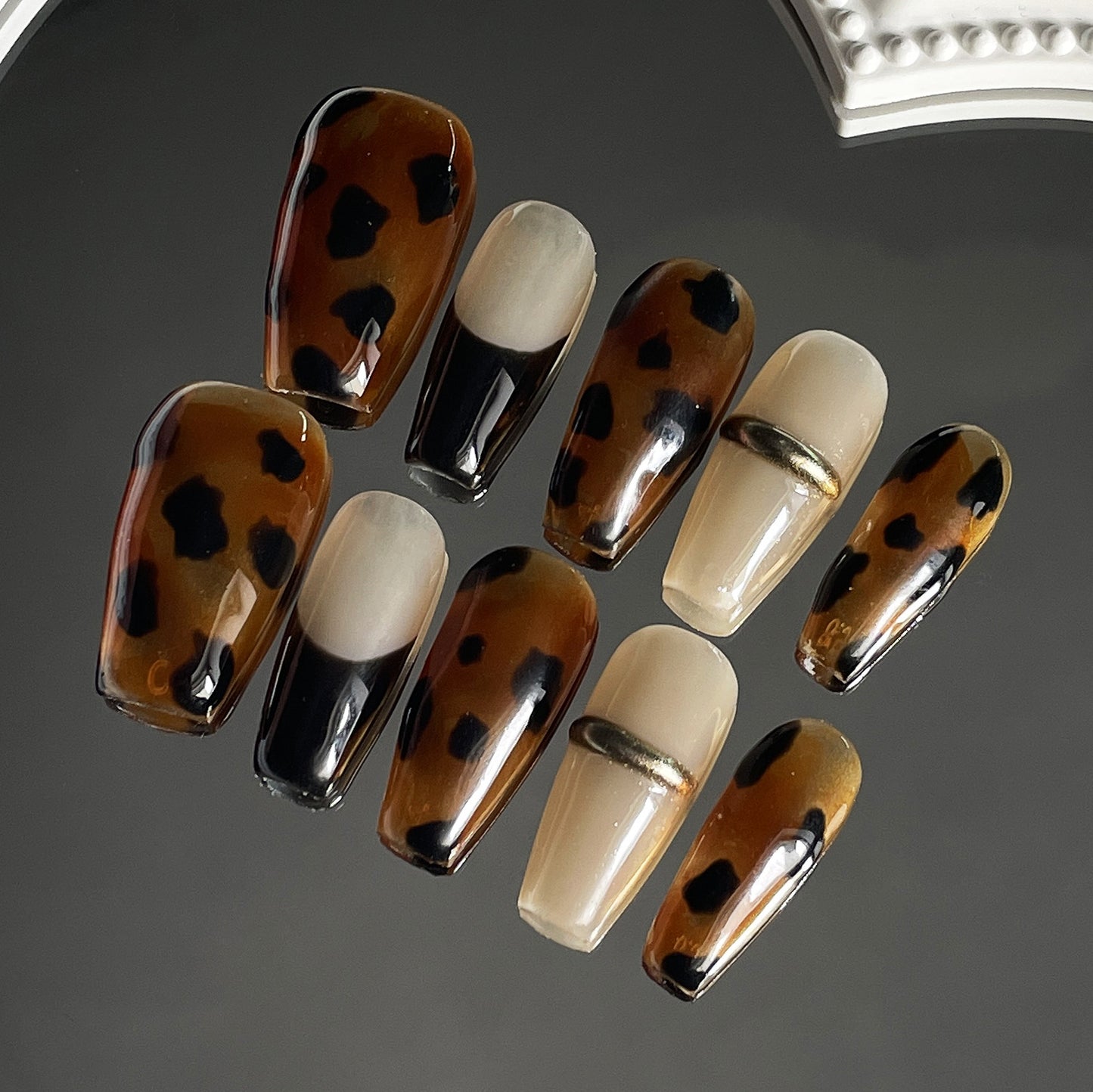 Handmade Wear Armor Leopard Print French Nail Stickers Wearable Nail Sticker Nail Sticker Detachable