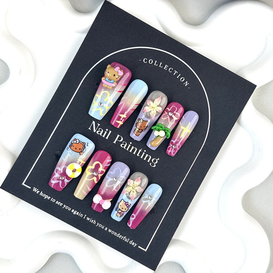 【Popular】Coconut Hand Pinch Petals Wear Nail Tip High Sense Autumn Nail Stickers Cross-Border Wholesale