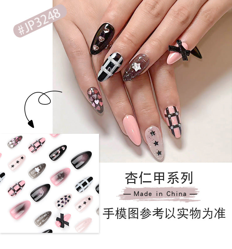 24Cool and Spicy Nail Beauty Love Blooming Wear Nail Fake Nails Almond Bow XINGX Nail Tip Wholesale