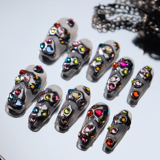 Hot Sale Nail Stickers Wear a Senior European and American Hot Girl Punk Metal Sense Inspheration Manufacturer One Piece Dropshipping