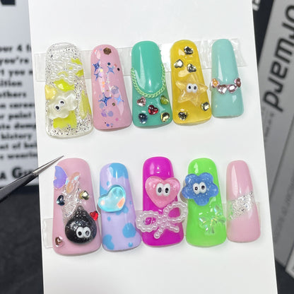 European and American Duckbill Nail Cute Cartoon Dopamine Plastic Style Hand-Worn Nail Wearable Nail Sticker