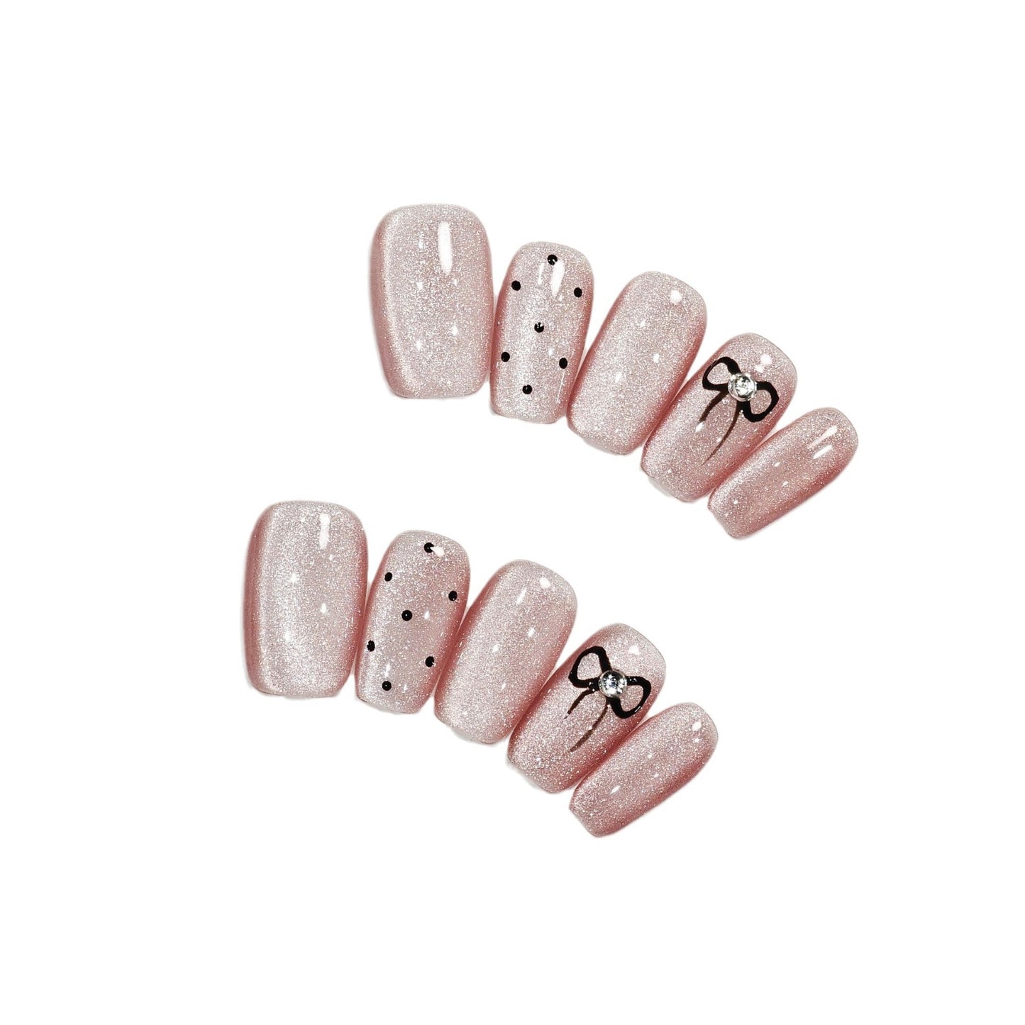 Handmade Wear Armor Advanced Cute Cat Eye Short Armor White Nail Stickers Fake Nail Tip High Goods Selective Rettroubled