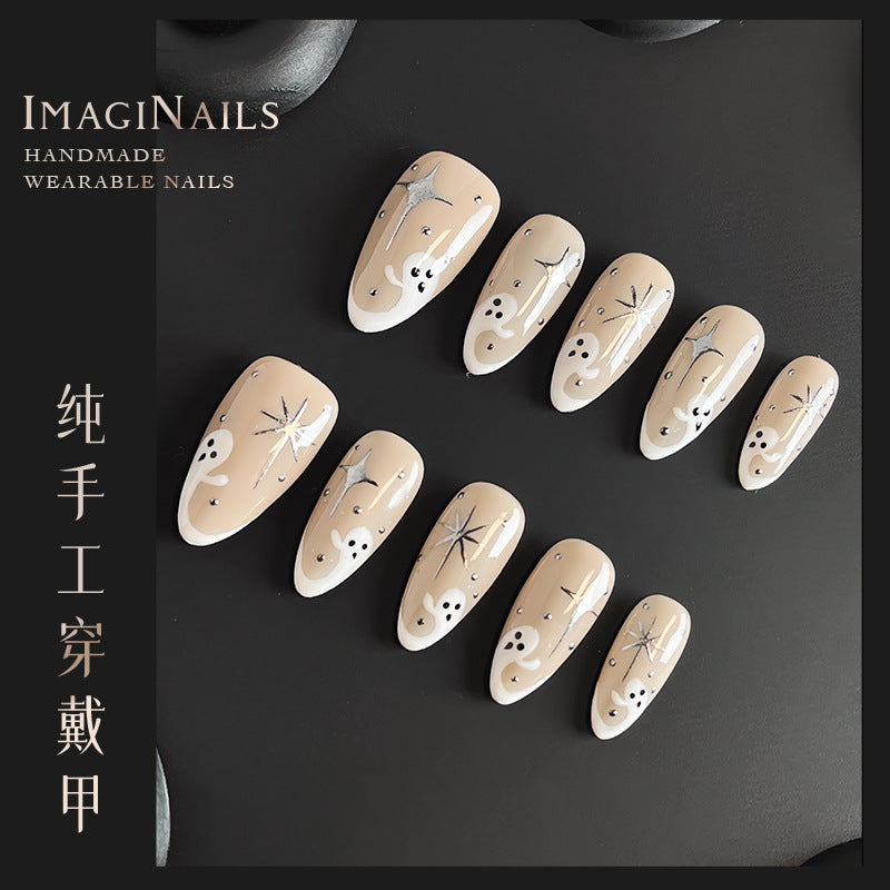 ins Style European and American Halloween New Almond Nail Handmade Wear Nail